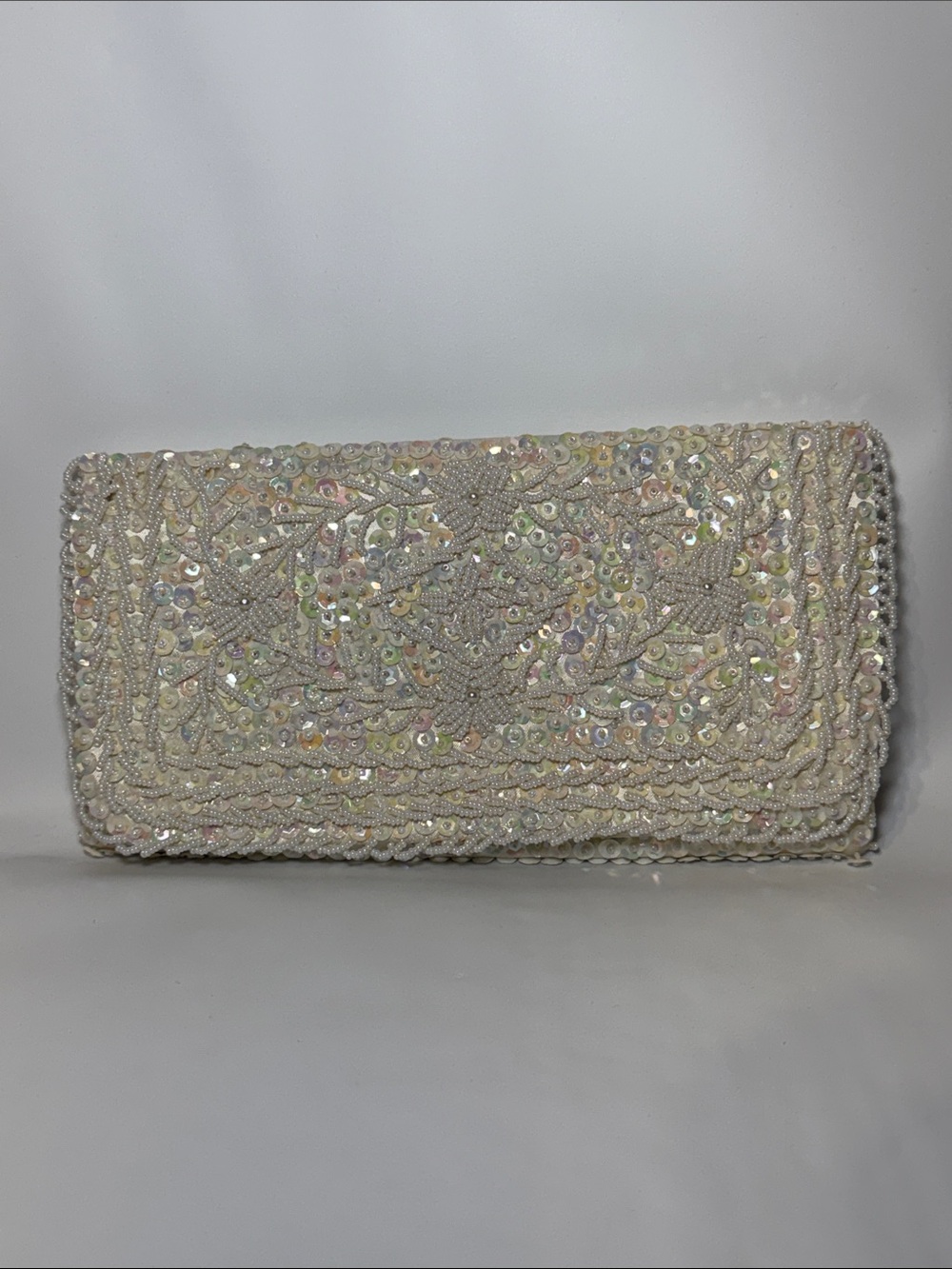 Mid-century Handle-beaded Envelope Clutch Evening Bag - hand beaded in Hongkong